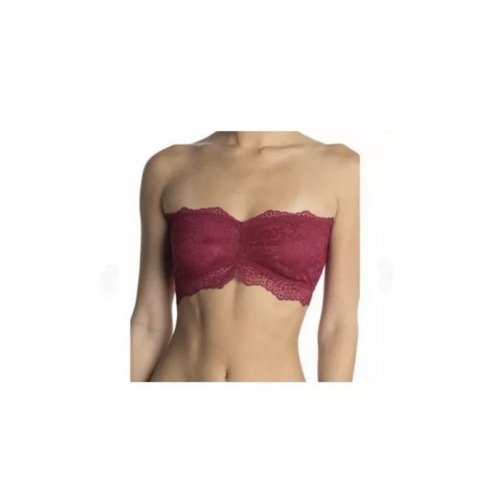 Free People Intimately Woman's Lacey Looks Bandeau Bra Burgundy SZ XS